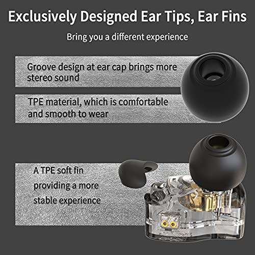 Yinyoo CCZ Melody KopfhörerYinyoo Hybrid 1ba 1DD HiFi in Ohrmonitoren, Deep Bass Leichtes In-Ear-Kopfhörer-IEM mit 4N-Kabel für Musiker/Schlagzeuger/Bassist/Gitarrist(Schwarz, ohne Mikrofon) Bild 2