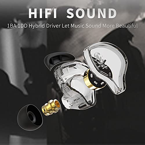 Yinyoo CCZ Melody KopfhörerYinyoo Hybrid 1ba 1DD HiFi in Ohrmonitoren, Deep Bass Leichtes In-Ear-Kopfhörer-IEM mit 4N-Kabel für Musiker/Schlagzeuger/Bassist/Gitarrist(Schwarz, ohne Mikrofon) Bild 5