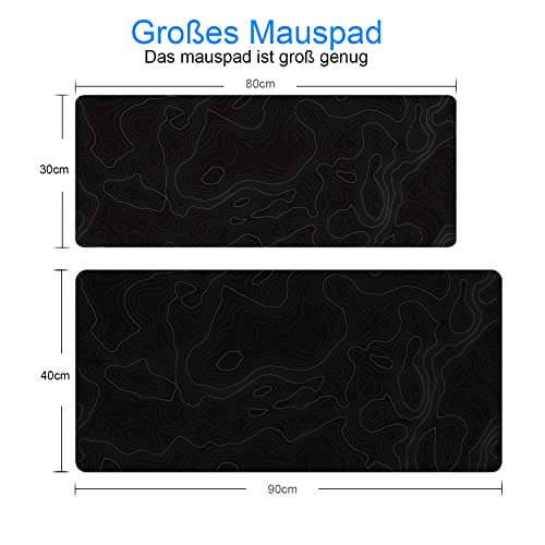 Owege Gaming Mauspad XXL 900 x 400 mm Artistic Curve Mousepad Groß Vernähte Kanten WassXerdicht Anti-Rutsch für PC, MacBook,Laptop Verbessert Präzision und GeschwindigkeiX Bild 3