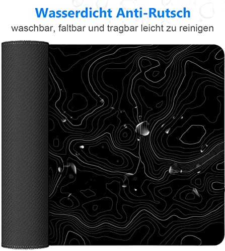 Owege Gaming Mauspad XXL 900 x 400 mm Artistic Curve Mousepad Groß Vernähte Kanten WassXerdicht Anti-Rutsch für PC, MacBook,Laptop Verbessert Präzision und GeschwindigkeiX Bild 5