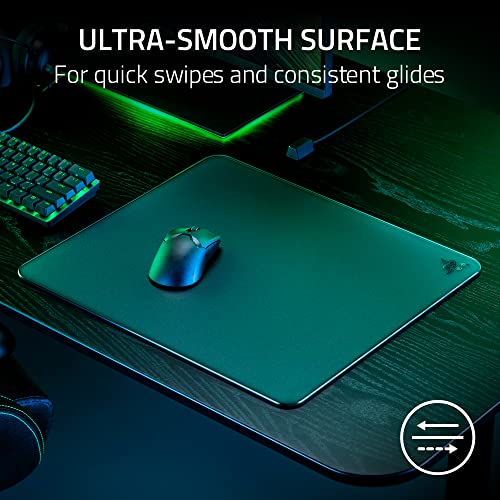 Razer Atlas Gaming-Mauspad aus gehärtetem Glas: ultraglatte, mikrogeätzte Oberfläche, schmutz- und Kratzfest, rutschfeste Unterseite, leise Mausbewegungen, Schwarz Bild 4