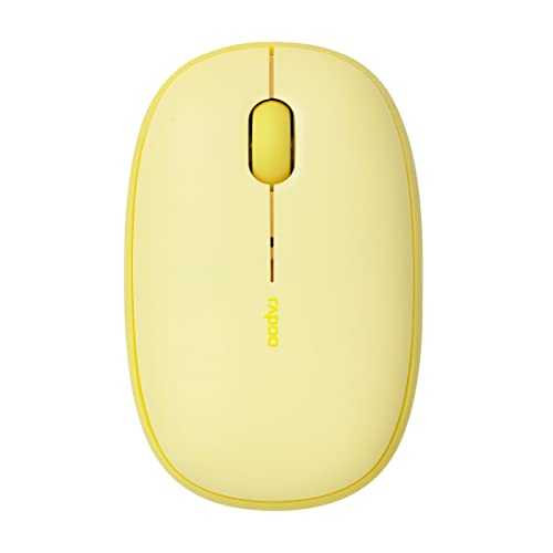Rapoo M660 Silent kabellose Maus wireless Mouse 1300 DPI Sensor 9 Monate Batterielaufzeit leise Tasten ergonomisch für Rechtshänder und Linkshänder PC & Mac - gelb Bild 1