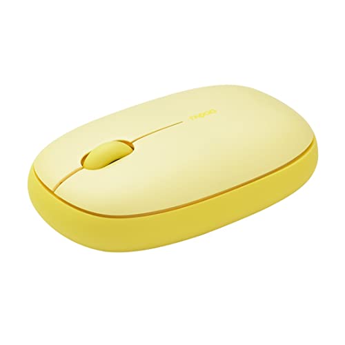 Rapoo M660 Silent kabellose Maus wireless Mouse 1300 DPI Sensor 9 Monate Batterielaufzeit leise Tasten ergonomisch für Rechtshänder und Linkshänder PC & Mac - gelb Bild 2