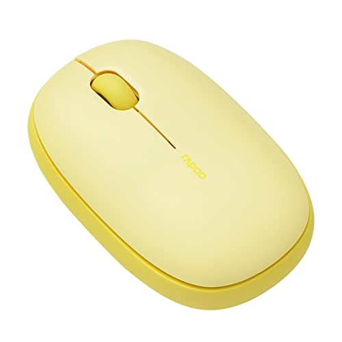 Rapoo M660 Silent kabellose Maus wireless Mouse 1300 DPI Sensor 9 Monate Batterielaufzeit leise Tasten ergonomisch für Rechtshänder und Linkshänder PC & Mac - gelb Bild 3