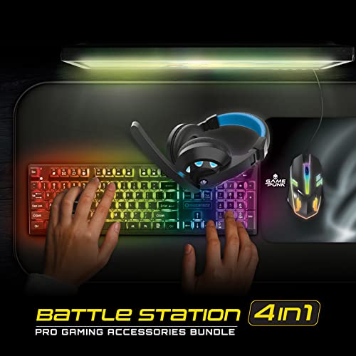 Game Punk 4-teiliges PC-Gaming-Set mit RGB-Tastatur mit Hintergrundbeleuchtung, kabelloser LED-Maus, Mauspad und beleuchtetem Gaming-Headset mit Mikrofon, ergonomisches Gamer-Zubehör, kompatibel mit Bild 3