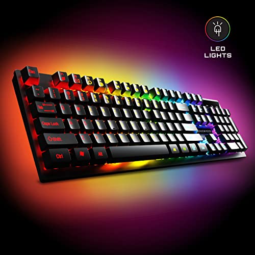 Game Punk 4-teiliges PC-Gaming-Set mit RGB-Tastatur mit Hintergrundbeleuchtung, kabelloser LED-Maus, Mauspad und beleuchtetem Gaming-Headset mit Mikrofon, ergonomisches Gamer-Zubehör, kompatibel mit Bild 4