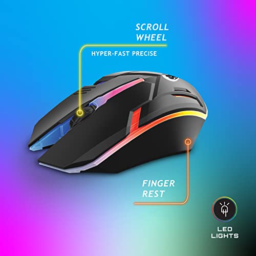 Game Punk 4-teiliges PC-Gaming-Set mit RGB-Tastatur mit Hintergrundbeleuchtung, kabelloser LED-Maus, Mauspad und beleuchtetem Gaming-Headset mit Mikrofon, ergonomisches Gamer-Zubehör, kompatibel mit Bild 7
