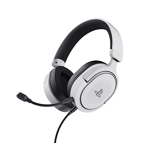 Trust Gaming Headset GXT 498W Forta Offiziell Lizenziert für PlayStation 5, Nachhaltig, PS4 / PS5 Headset, 1,2 m Kabel, Abnehmbares Mikrofon, Verstellbarer Kopfbügel, Over-Ear Kopfhörer, Weiß Bild 1