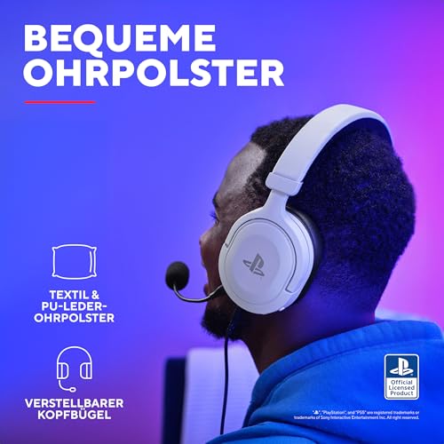 Trust Gaming Headset GXT 498W Forta Offiziell Lizenziert für PlayStation 5, Nachhaltig, PS4 / PS5 Headset, 1,2 m Kabel, Abnehmbares Mikrofon, Verstellbarer Kopfbügel, Over-Ear Kopfhörer, Weiß Bild 4