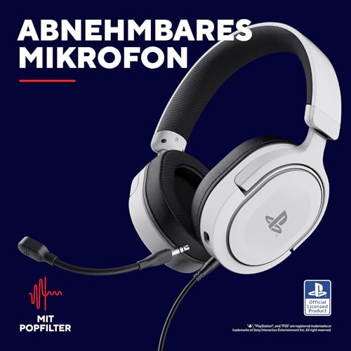 Trust Gaming Headset GXT 498W Forta Offiziell Lizenziert für PlayStation 5, Nachhaltig, PS4 / PS5 Headset, 1,2 m Kabel, Abnehmbares Mikrofon, Verstellbarer Kopfbügel, Over-Ear Kopfhörer, Weiß Bild 6