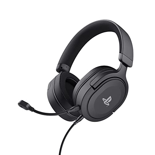 Trust Gaming Headset GXT 498 Forta Offiziell Lizenziert für PlayStation 5, Nachhaltig, PS4 / PS5 Headset, 1,2 m Kabel, Abnehmbares Mikrofon, Verstellbarer Kopfbügel, Over-Ear Kopfhörer, Schwarz Bild 1
