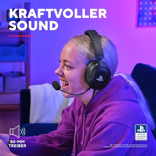 Trust Gaming Headset GXT 498 Forta Offiziell Lizenziert für PlayStation 5, Nachhaltig, PS4 / PS5 Headset, 1,2 m Kabel, Abnehmbares Mikrofon, Verstellbarer Kopfbügel, Over-Ear Kopfhörer, Schwarz Bild 3
