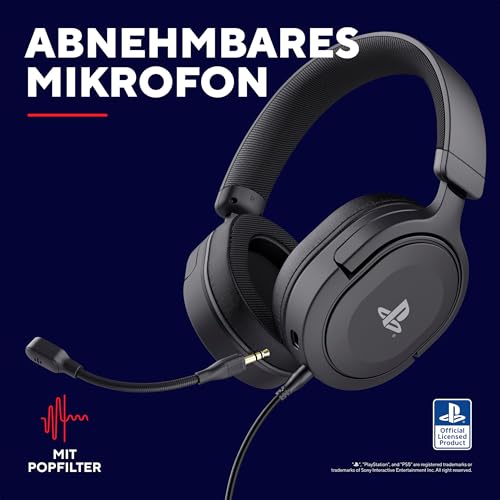 Trust Gaming Headset GXT 498 Forta Offiziell Lizenziert für PlayStation 5, Nachhaltig, PS4 / PS5 Headset, 1,2 m Kabel, Abnehmbares Mikrofon, Verstellbarer Kopfbügel, Over-Ear Kopfhörer, Schwarz Bild 6