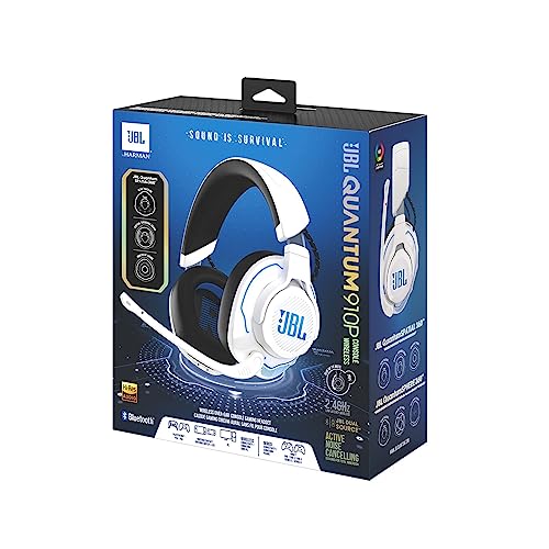 JBL Quantum 910P Over-Ear Gaming Kopfhörer – Für die Playstation und weitere Konsolen – Mit Head-Tracking-Funktion, ANC und 39 Stunden Akkulaufzeit – Weiß Bild 6