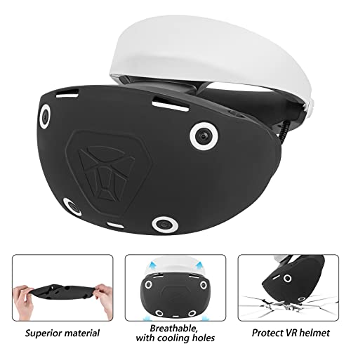 Geekria Silikon Cover Schutzhülle Kompatibel mit PS VR2, Playstation VR 2 Helm Full Wrap Silikon Schutzhülle Brille Schutzhülle Gaming Zubehör (Schwarz) Bild 2