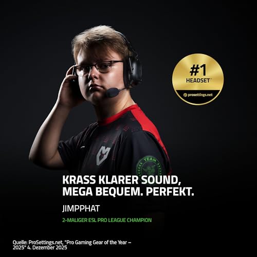 Razer BlackShark V2 Pro (2023) für PC - Kabelloses Premium Esports Headset (HyperClear Super-Breitband-Mikrofon, Triforce Titanium 50mm Treiber, HyperSpeed Wireless-Technologie, 70 Std) Schwarz Bild 2