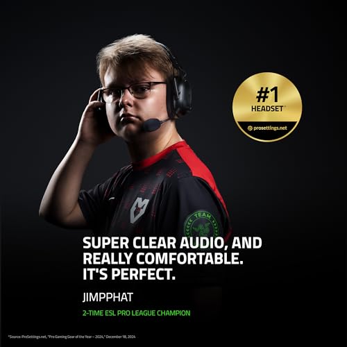 Razer BlackShark V2 Pro (2023) - Kabelloses Premium-Esports-Headset (HyperClear Super-Breitband-Mikrofon, Triforce Titanium 50mm Treiber, HyperSpeed Wireless-Technologie, bis zu 70 Std. Akku) Weiß Bild 2