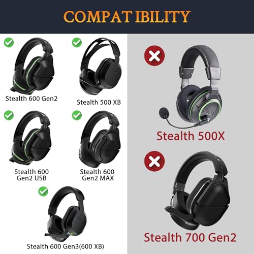 SOULWIT Kühlgel Ersatz Ohrpolster für Turtle Beach Stealth 600 Gen 2 USB/MAX, 600 Gen3 PC/PS/XB, 500 XB Wireless Gaming Headset, Ersatzpolster mit geräuschisolierendem Schaumstoff Bild 2