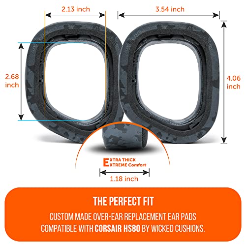 WC Freeze HS80 – Kühlende Gel-Ohrpolster für Corsair HS80 RGB Wireless, Wired und HS80 Max von Wicked Cushions – Erhöhter Komfort, Dicke und Schallisolierung für epische Gaming-Sessions | Black Camo Bild 5