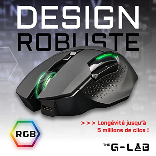 The G-LAB Kult Caesium Gaming-Maus, kabellos, wiederaufladbar – hohe Leistung 7200 DPI, LED RGB, 6 Tasten, ergonomisch, kompatibel mit PC PS4 Ps5 Xbox One Bild 3