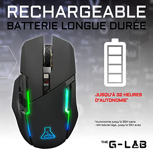 The G-LAB Kult Caesium Gaming-Maus, kabellos, wiederaufladbar – hohe Leistung 7200 DPI, LED RGB, 6 Tasten, ergonomisch, kompatibel mit PC PS4 Ps5 Xbox One Bild 4