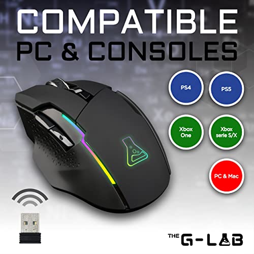 The G-LAB Kult Caesium Gaming-Maus, kabellos, wiederaufladbar – hohe Leistung 7200 DPI, LED RGB, 6 Tasten, ergonomisch, kompatibel mit PC PS4 Ps5 Xbox One Bild 6