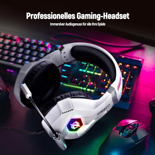 Ozeino Gaming Headset für Ps4/Ps5/Pc/Xbox 360 with 3D Surround Sound Headset mit Mikrofon Kopfhörer Noise Cancelling RGB Lichter for Gamer Bild 6
