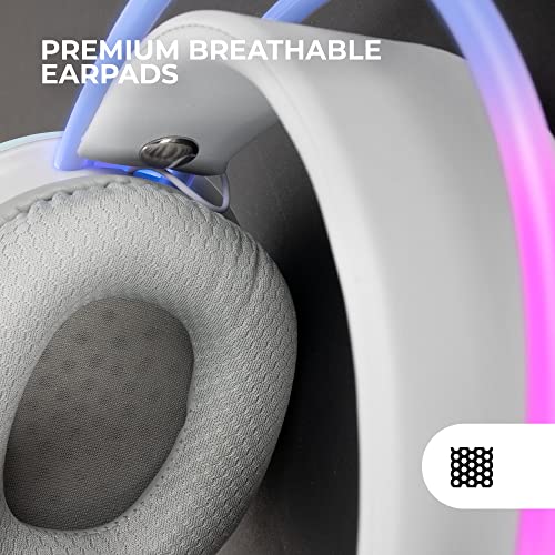 Mars Gaming MH-Glow, 360° Full Chroma RGB Flow Headset, Geräuschunterdrückendes Mikrofon, Ultralight, Memory-Foam, Windows/PS4/PS5/XBOX Series X|S/ONE/Mac/Switch/Switch 2/Smartphone/Tablet, Weiß Bild 5