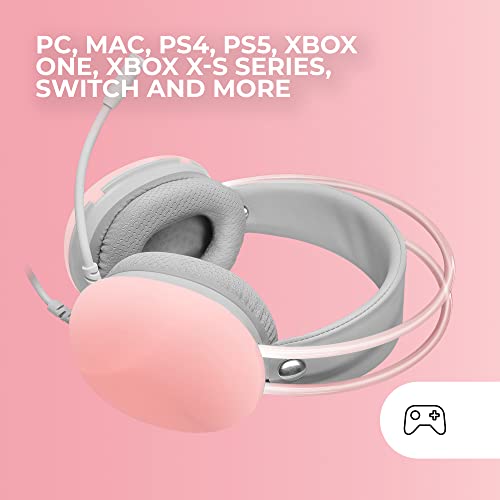 Mars Gaming MH-Glow, 360° Full Chroma RGB Flow Headset, Geräuschunterdrückendes Mikrofon, Ultralight, Memory-Foam, Windows/PS4/PS5/XBOX Series X|S/ONE/Mac/Switch/Switch 2/Smartphone/Tablet, Rose Bild 6