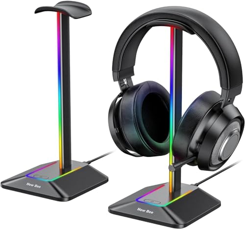 New bee RGB Kopfhörer Ständer,Gaming-Headset-ständer Headset Halterung Wireless Charge Kopfhörer Halter mit 1*USB 7 Lighting Effects Modes Schwarz Bild 1