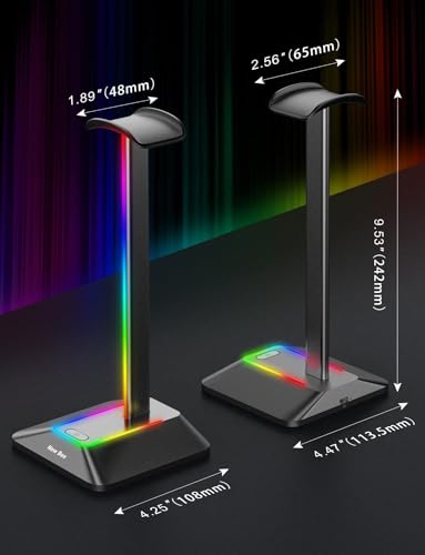 New bee RGB Kopfhörer Ständer,Gaming-Headset-ständer Headset Halterung Wireless Charge Kopfhörer Halter mit 1*USB 7 Lighting Effects Modes Schwarz Bild 4