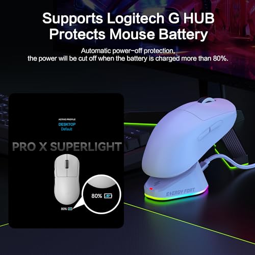 Maus Ladestation für Logitech/Razer,Gaming Maus Kabellos Ladestation für Logitech G PRO X Superlight/G PRO X Superlight 2 Lightspeed/G PRO Wireless/G502 X Plus,Razer Viper/Basilisk Ultimate (Weiß) Bild 4