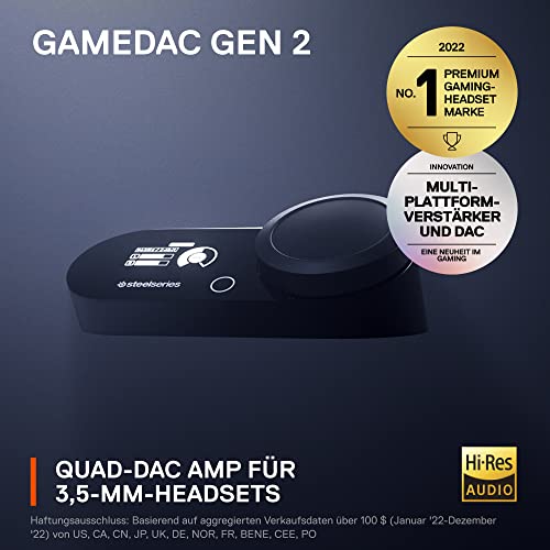 SteelSeries GameDAC Gen 2 Hi-Res Audio Amplifier - ESS Sabre Quad-DAC - AI Noise Cancellation - 360° Spatial Audio - Hi-Res Certified - PC, PS5, PS4, Schwarz Bild 2