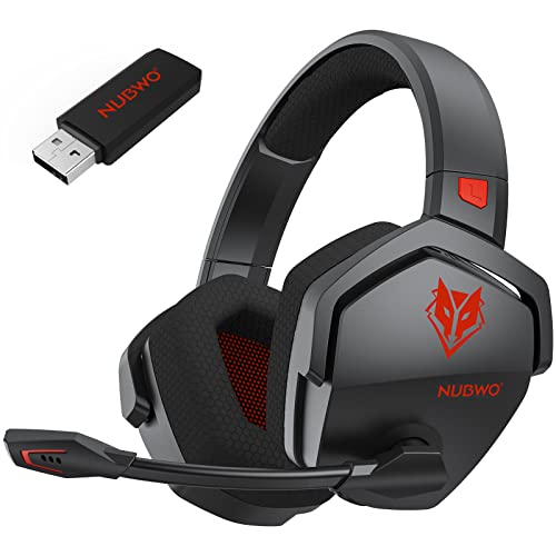 NUBWO G06 Dual Wireless Gaming Headset mit Mikrofon für PS5, PS4, PC, Mobile: 2.4 GHz Wireless + Bluetooth - 100 Stunden - 50mm -Treiber - Rot Bild 1