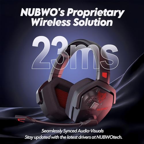 NUBWO G06 Dual Wireless Gaming Headset mit Mikrofon für PS5, PS4, PC, Mobile: 2.4 GHz Wireless + Bluetooth - 100 Stunden - 50mm -Treiber - Rot Bild 3