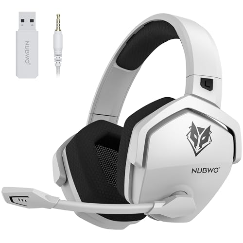 NUBWO G06 Dual Wireless Gaming Headset mit Mikrofon für PS5, PS4, PC, Mobile: 2.4 GHz Wireless + Bluetooth - 100 Stunden - 50mm -Treiber - Weiß Bild 1
