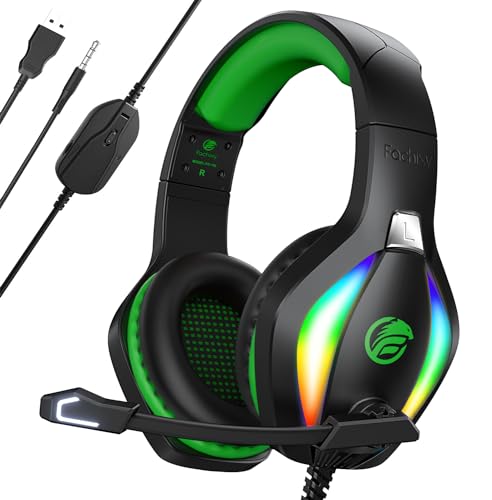 Fachixy FC100 Gaming Headset für PS4, PS5, PC, Xbox, Switch, Gamer Headset mit Mikrofon, Gaming Kopfhörer mit Mikrofon, Noise Cancelling Kopfhörer mit 3,5 mm Klinke Bild 1