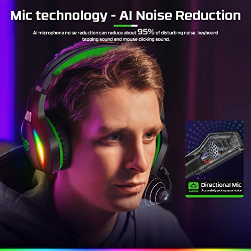 Fachixy FC100 Gaming Headset für PS4, PS5, PC, Xbox, Switch, Gamer Headset mit Mikrofon, Gaming Kopfhörer mit Mikrofon, Noise Cancelling Kopfhörer mit 3,5 mm Klinke Bild 3