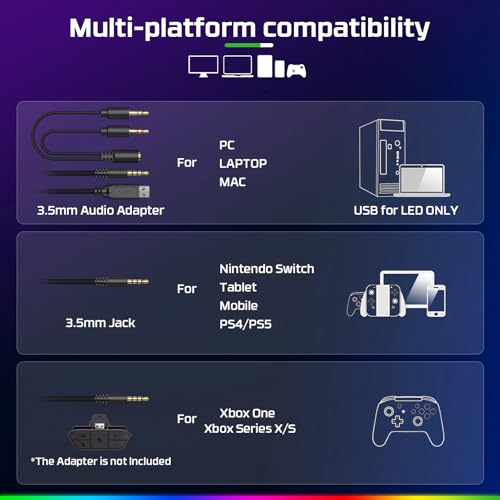 Fachixy FC100 Gaming Headset für PS4, PS5, PC, Xbox, Switch, Gamer Headset mit Mikrofon, Gaming Kopfhörer mit Mikrofon, Noise Cancelling Kopfhörer mit 3,5 mm Klinke Bild 6