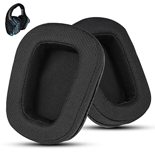 Ersatz-Ohrpolster für Logitech G935 Gaming Headset, passt auch für G35 G933 G930 G635 G633 G633S G533 G430 G431 G432 G433 Kopfhörer, Mesh-Ohrpolster für G332 G230 G231 G233 Headset（Schwarz） Bild 1