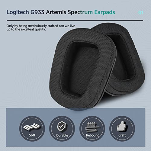 Ersatz-Ohrpolster für Logitech G935 Gaming Headset, passt auch für G35 G933 G930 G635 G633 G633S G533 G430 G431 G432 G433 Kopfhörer, Mesh-Ohrpolster für G332 G230 G231 G233 Headset（Schwarz） Bild 3