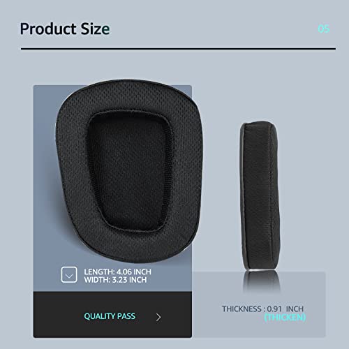 Ersatz-Ohrpolster für Logitech G935 Gaming Headset, passt auch für G35 G933 G930 G635 G633 G633S G533 G430 G431 G432 G433 Kopfhörer, Mesh-Ohrpolster für G332 G230 G231 G233 Headset（Schwarz） Bild 6