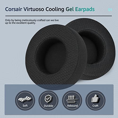 Hochwertige Ersatz-Ohrpolster für Corsair Virtuoso – Überragender atmungsaktives Material, kompatibel mit Virtuoso RGB Wireless/SE/XT (Schwarz) Bild 3
