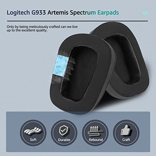 Kühlung Gel Ersatz Ohrpolster für Logitech G933 Gaming Headset, auch passend für G35 G935 G930 G635 G633 G633S G533 G430 G431 G432 G433 G332 G230 G231 G233 Headset（Schwarz） Bild 3
