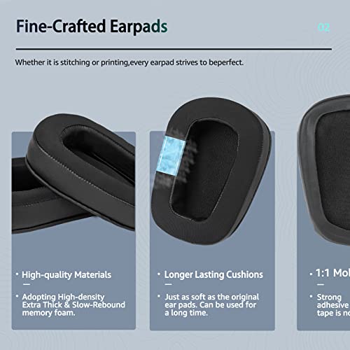 Kühlung Gel Ersatz Ohrpolster für Logitech G933 Gaming Headset, auch passend für G35 G935 G930 G635 G633 G633S G533 G430 G431 G432 G433 G332 G230 G231 G233 Headset（Schwarz） Bild 4