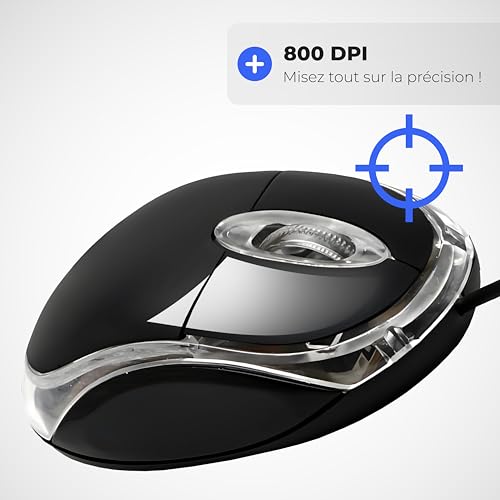 APM Optische Maus, kabelgebunden, Farbe Schwarz, beidhändig, Hintergrundbeleuchtung, 800 DPI, 3 Tasten, kompatibel mit PC, Mac, Laptop, 100118 Bild 4