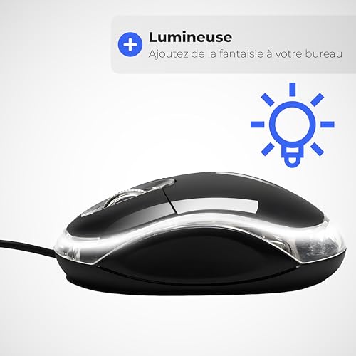 APM Optische Maus, kabelgebunden, Farbe Schwarz, beidhändig, Hintergrundbeleuchtung, 800 DPI, 3 Tasten, kompatibel mit PC, Mac, Laptop, 100118 Bild 5