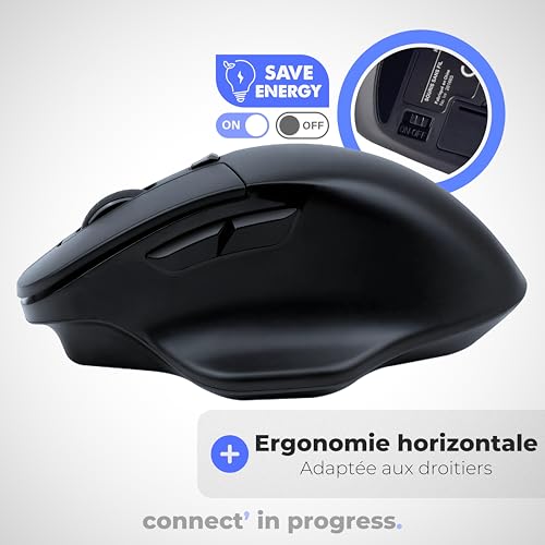 APM Flow Ergonomische Maus, kabellos, leise, horizontale Ergonomie, USB-Empfänger, DPI 800/1200/1600, 6 Tasten, inklusive Batterie, kompatibel mit PC Windows Mac Laptop, 571172 Bild 3