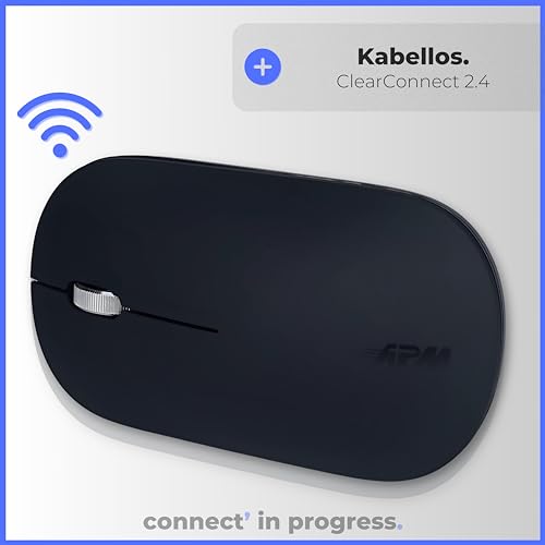 APM Kabellose Slim Maus, 2,4 GHz, Leise, USB-Empfänger, Beidhänding, Flach, 1200 DPI, Batterie Inklusive, Kompatibel mit PC Mac Laptop, 571171 Bild 2