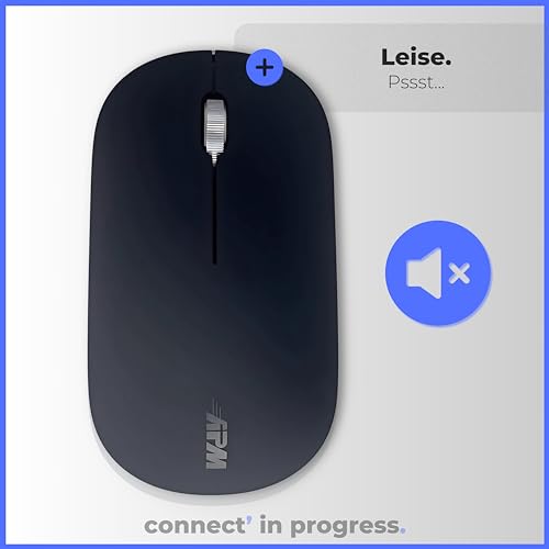 APM Kabellose Slim Maus, 2,4 GHz, Leise, USB-Empfänger, Beidhänding, Flach, 1200 DPI, Batterie Inklusive, Kompatibel mit PC Mac Laptop, 571171 Bild 3
